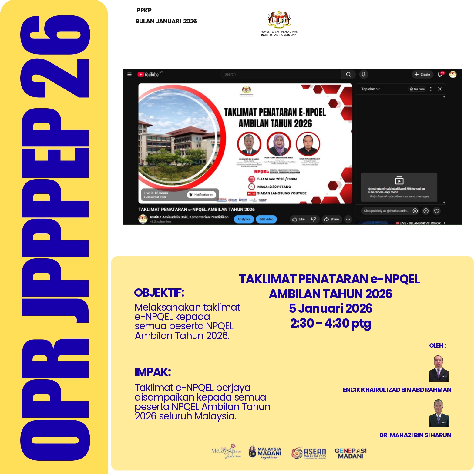 OPR TAKLIMAT PENATARAN e NPQEL AMBILAN TAHUN 2026 5 Januari 2026 page 0001