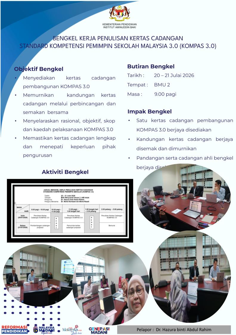 20 JUL OPR JULAI BENGKEL KERJA KERTAS CADANGAN KOMPAS 3.0