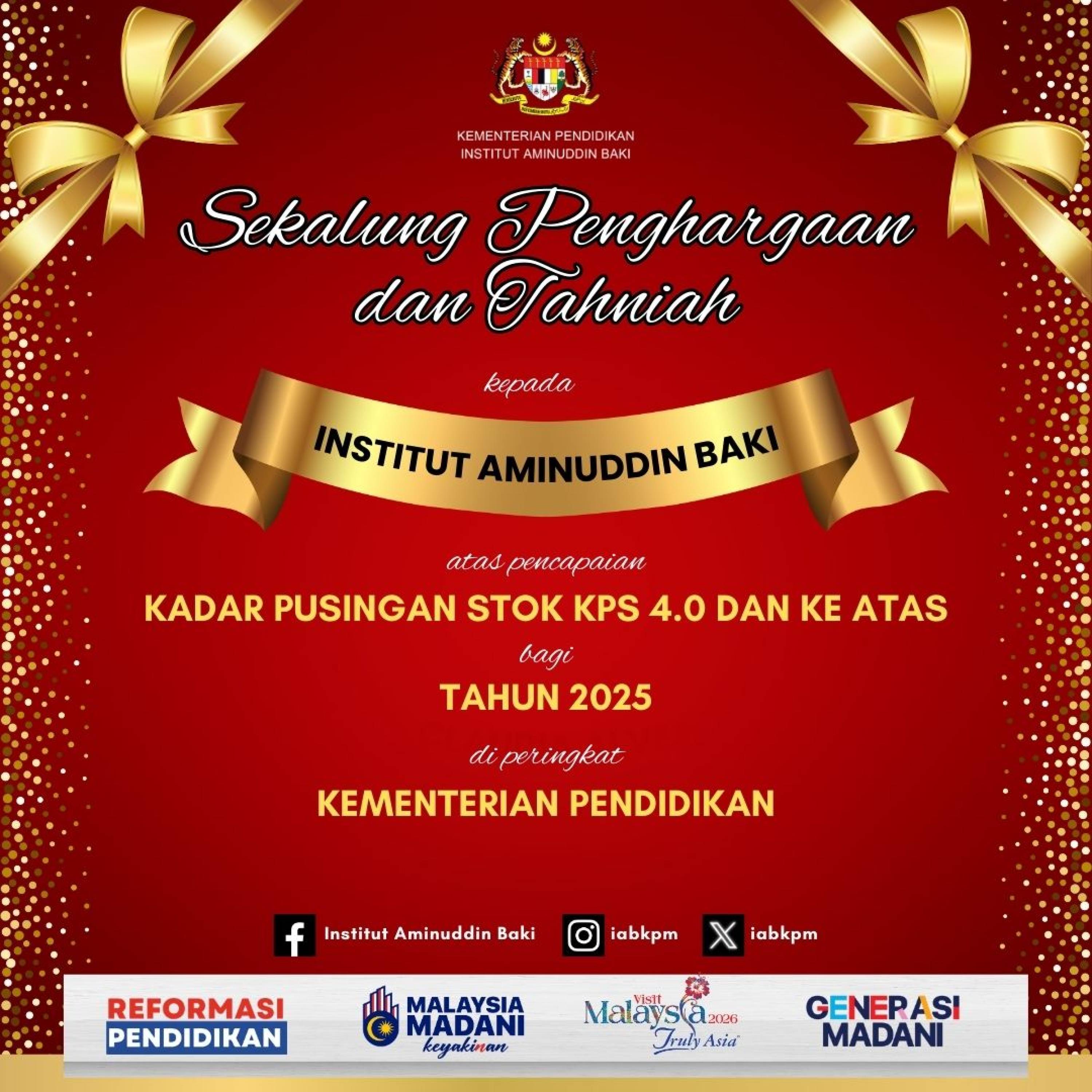 Sekalung Penghargaan dan Tahniah kepada Institut Aminuddin Baki