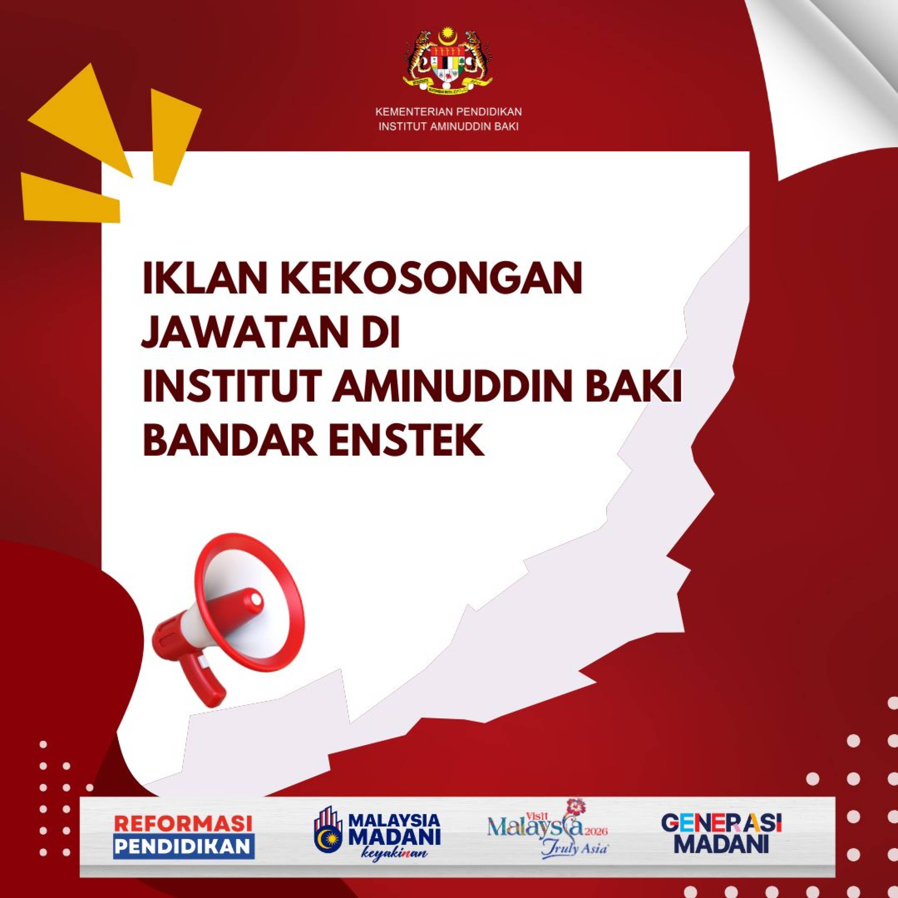 Iklan Kekosongan Jawatan di Institut Aminuddin Baki (IAB) Bandar Enstek